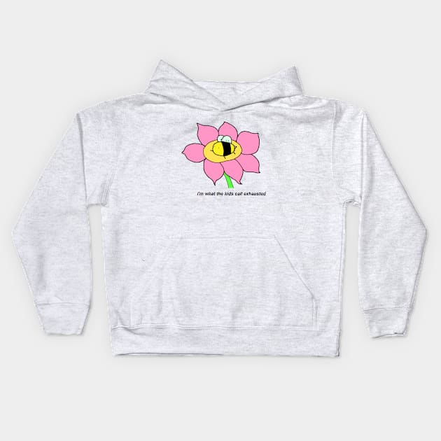 Exhausted Bee Kids Hoodie by badlydrawneverything